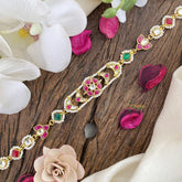 Vriksham Floral Kundan Jadau Sheeshphool-Red Green & White-J2817